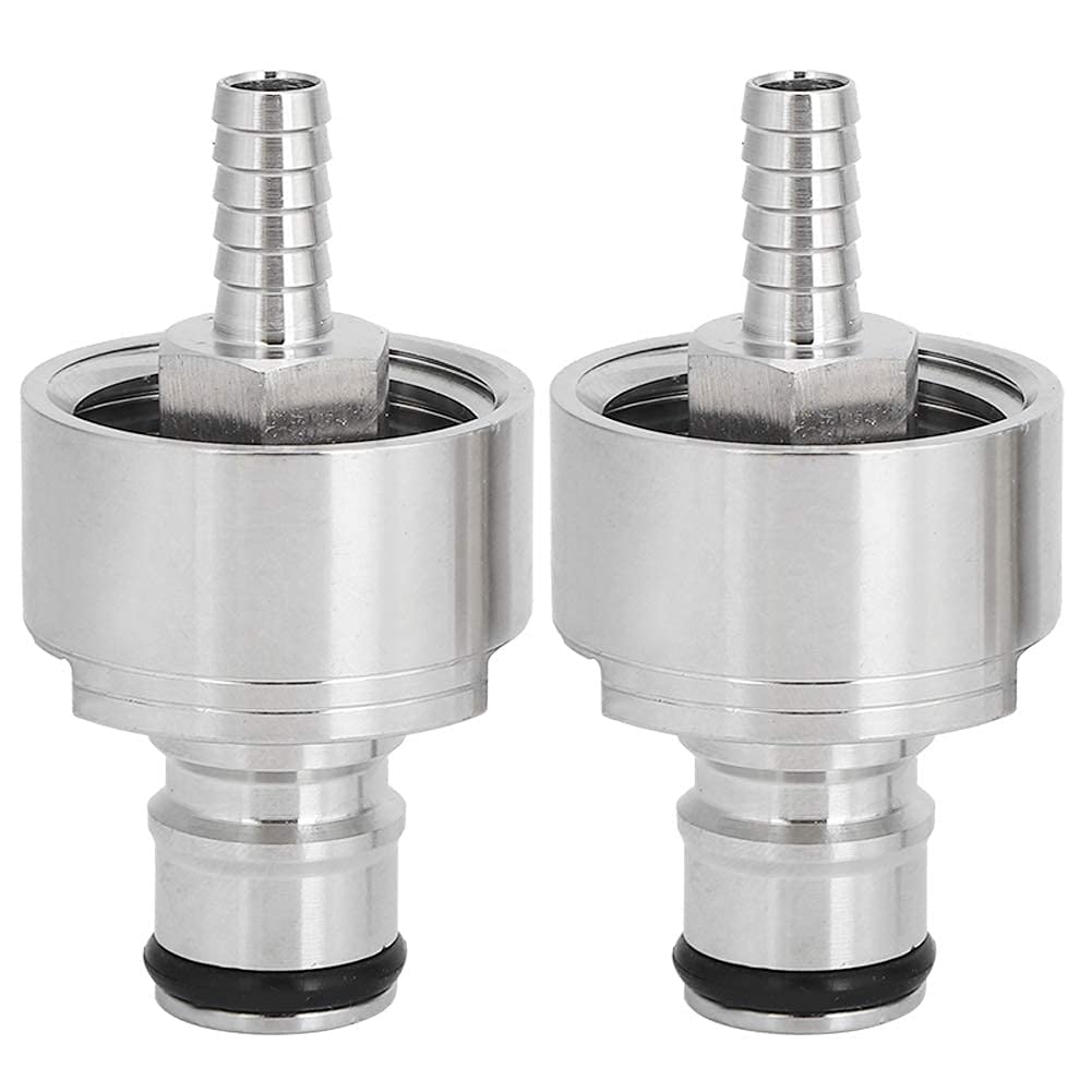 Strnek 2Pcs Stainless Steel Carbonation Cap with 2 Gaskets Counter Pressure Bottle Filling with 5/16In Barb Ball Lock Type for Most Soft Drink Pet Bottles Silver 2.4X1.3X1.3In