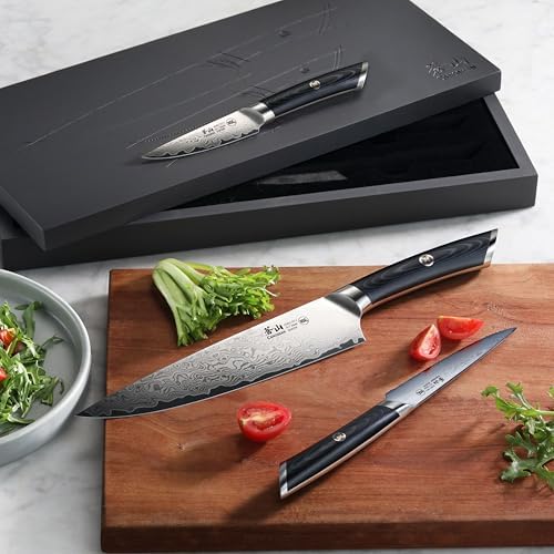 Cangshan KURO Series 3-Piece Starter Knife Set with Ash Wood Box, High Carbon X-7 Damascus Steel, 504319 - Thumbnail 5