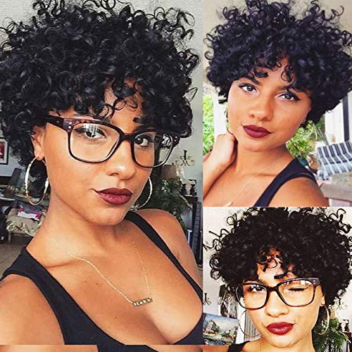 HOTKIS 100% Human Hair Curly Wigs for Black Women Short Curly Wigs African Americans Curly Hair Wig