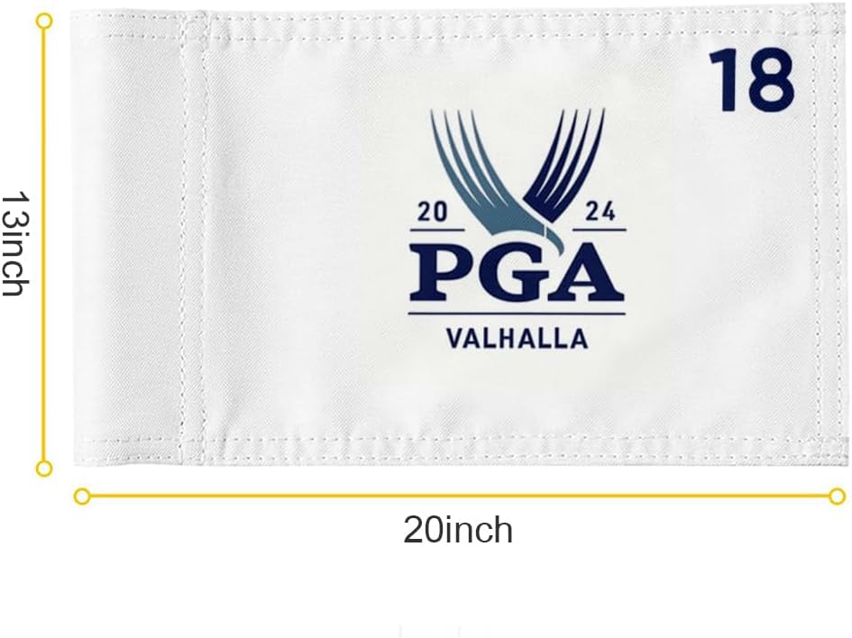 2024 PGA Valhalla Golf Pin Flag Practic Putting Green Golf Flag For Backyard Garden Double-Sewn 600D Nylon Miniature Pin Flag Regulation Tube Flag(white 20"x13")