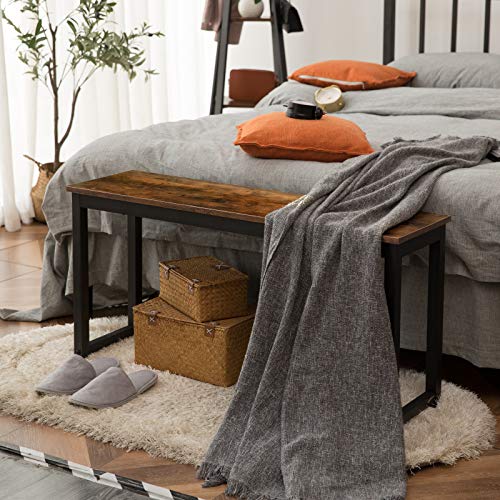 HOOBRO Pair of 2 Dining Benches, Industrial Table Benches, Bamboo Dining Bench, Table Bench, Kitchen Bench, Entrance Bench, Hallway Bench, Easy to Assemble BF02CD01-MA03CD01G2