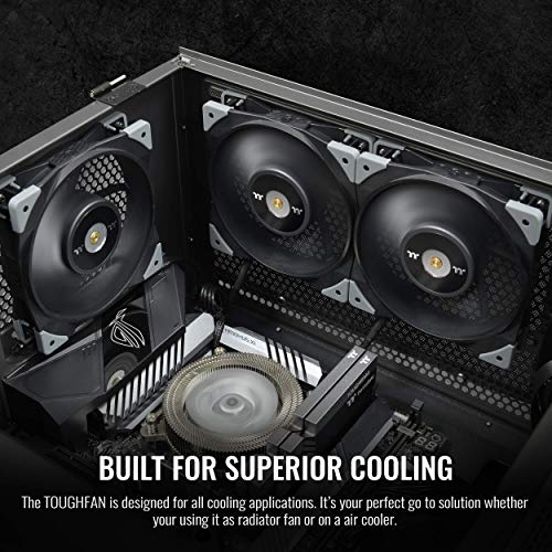 Image of Thermaltake ToughFan 12 High Static Pressure 2000 PWM, Metal-Reinforced Motor Hub, Gen.2 Hydraulic Bearing 120mm Case /Radiator Fan (2 Pack) CL-F082-PL12BL-A Black