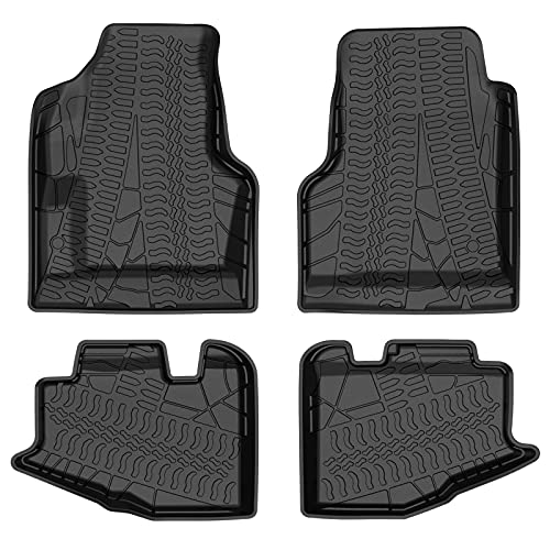 Flash Deals - 60% OFF Floor Mat Liner Compatible with 1997-2006 Wrangler TJ and LJ Models, Medesasi OEM Front & 2nd Seat Floor Mats Liners, with 1st Row Bucket Seat, Black, All-Weather Guard