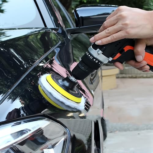 Image of 6Piece 3Inch Wool Polishing Pad Set Ideal Drill Buffer Polisher Attachment for Versatile and Efficient Polishing