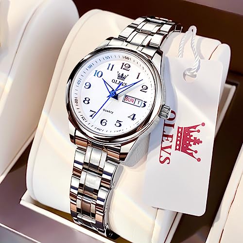 Image of OLEVS Luxury Ladies Watches,Women's Watch with Day and Date,Female Watch for Small Wrist,Gold Stainless Steel Watches for Women,Easy Read Ladies Wrist Watches Waterproof(Adjustable Strap