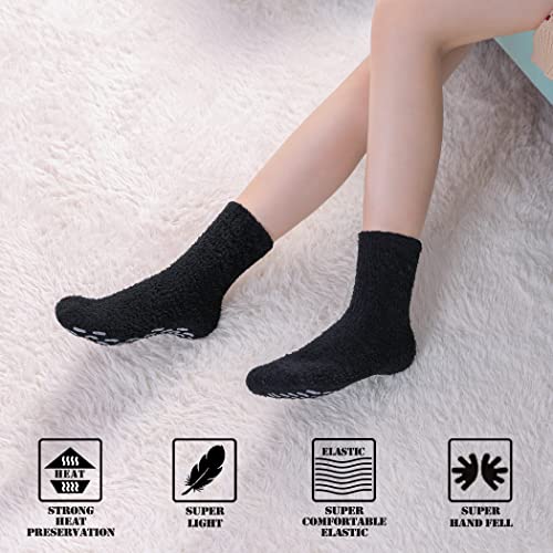 Image of FNOVCO Non Slip Socks for Women Winter Warm Cozy Fuzzy Slipper Socks Soft Fluffy Hospital Socks with Grips