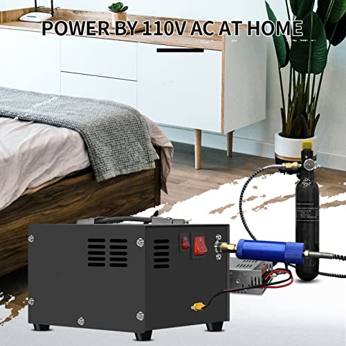 TUXING Pcp-luchtcompressor, 4500Psi 30Mpa, olie-/watervrij, aangedreven door auto 12V DC of thuis 220V AC met adapter (meegeleverd), pomp voor PCP-luchtgeweren en luchtbuksen (TXES061) - Afbeelding 6