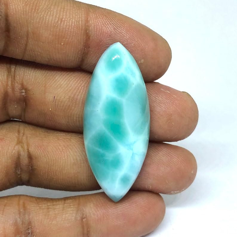 Larimar de joaillerie cabochon marquise 40 mm pour pendentif - 4