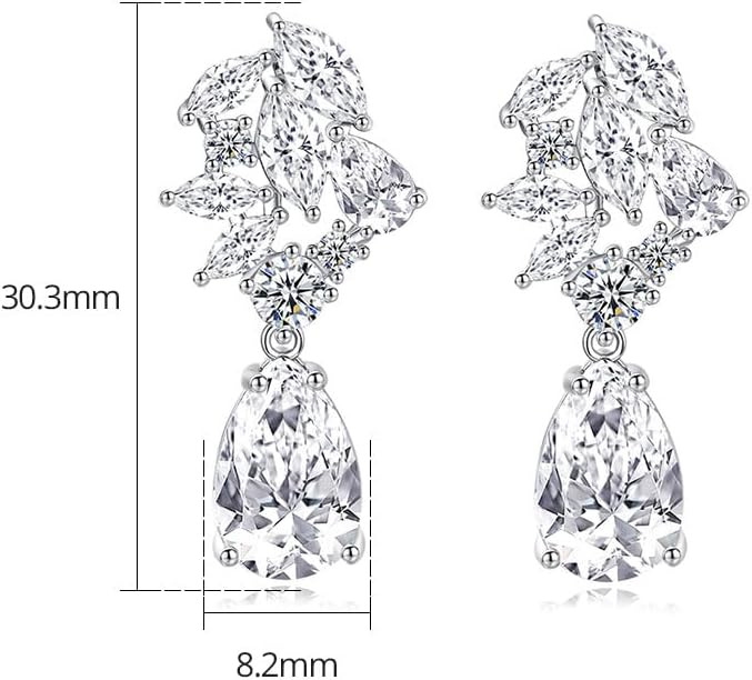 14K Gold Moissanite Drop Dangle Earrings in D-color VVS1 Clarity, Dainty Long Water Drop Earrings for Wedding, Ideal for Bride