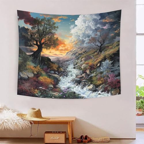 Tapisserie murale tissu anti-reflet paysage 3D : masquez un mur abîmé facilement