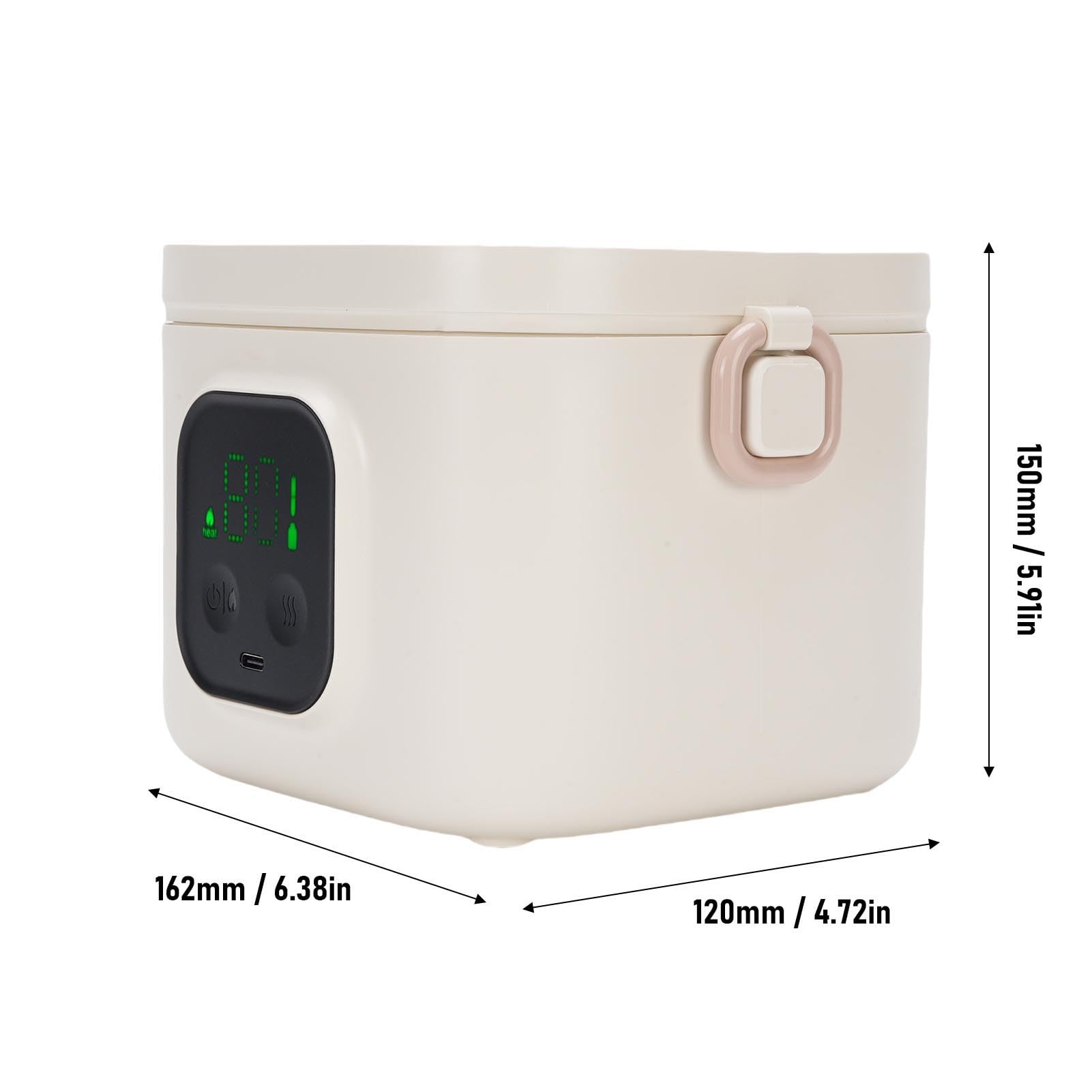 Asixxsix 30W 800ml Elektryczne pudełko na lunch, 304 Stal nierdzewna szybkie ogrzewanie przenośny lunch cieplejszy z timer dla Strona główna Biuro Samochód & Ciężarówka, USB ładowalny
