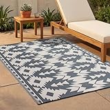 Fab Habitat Reversible Rugs | Indoor or Outdoor Use | Stain Resistant, Easy to Clean Weather Resistant Floor Mats | Miramar - Gray, 3' x 5'