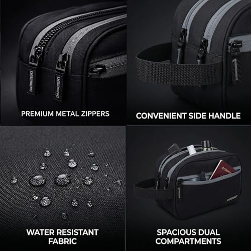 Image of Wooum Polyester Toiletry Bag for Men & Women, Travel Pouch for Toiletries Shaving Kit & Cosmetics, Water Resistance Pouch for Travel Accessories, Organizer Travel Pouch for Make Up, Black