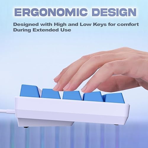 Miniatura 5 de abucow 60% Mechanical Gaming Keyboard, Red Switch Wired Compact Keyboard with Blue Backlight, Swappable Blue White Keycaps, for WindowsMac