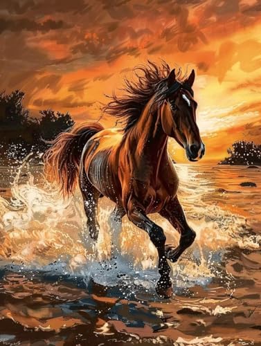Peinture Diamant Cheval 100x130 cm pour partager un moment complice en famille avec le kit 5D