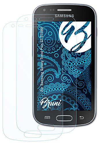 Bruni Película Protectora Compatible con Samsung Galaxy Trend Plus GT-S7580 Protector Película, Claro Lámina Protectora (2X)