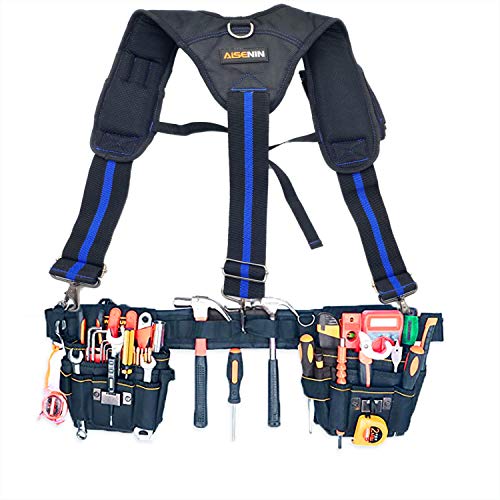 Aisenin Tool Belt Suspenders, Tool Pouch Suspenders For Tool Belt, Includes Phone Pouch Pen Holder Tool Belt Loops（Without Tools) #TOP3