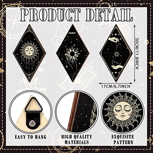 6 Pieces Boho Wall Decor Moon Stars Sun Phases Wall Art Wooden Boho Moon Phase Wall Hanging Gothic Witchy Wall Decor Minimalist Wall Pediments For Bedroom Living Room Decorations #TOP1