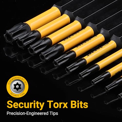 Image of TGFTGF Impact Long Torx Bit Set 13PCS (TT7-TT40), 6 inch S2 Steel Security Torque Star Bits Set with Magnetic CNC Machined Tips, Tamper Proof Screwdriver Bits with Storage Case