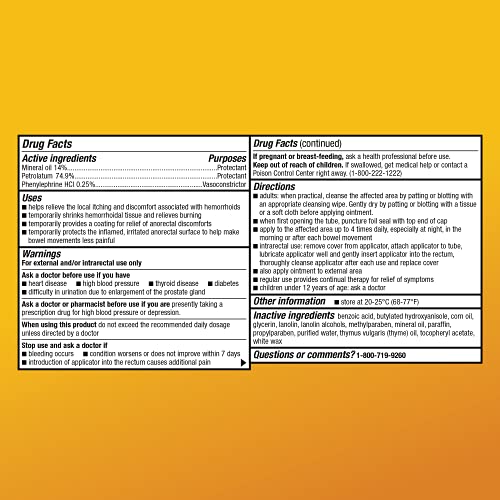 Amazon Basic Care Hemorrhoidal Ointment, Phenylephrine Hcl, Petrolatum, Mineral Oil, Relief From Burning, Itching And Discomfort Of Hemorrhoids, 2 Ounces #TOP5