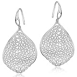 Gesamtmaße Silber Ohrringe (B x H): 21x40x4mm, Gewicht je Ohrhänger: 3,05g, mit praktischen Ohrhaken versehen.