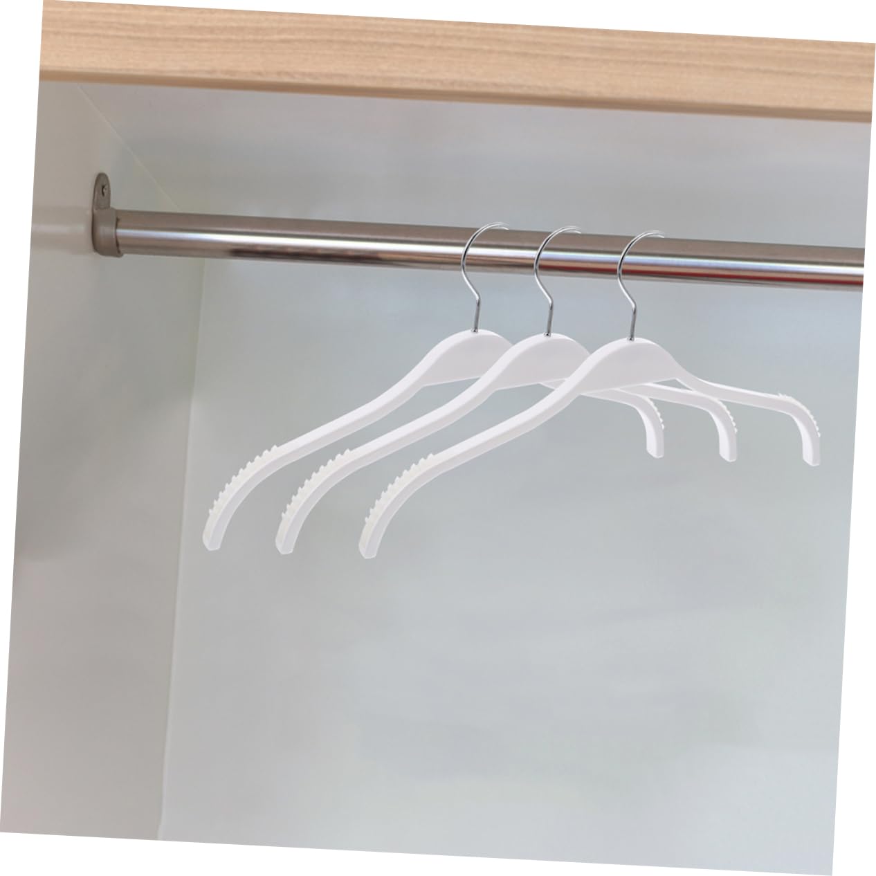 Hohopeti Grucce per Vestiti senza Segni in Abs e Acciaio Inox, Bianche, 12 Pezzi, Design Ergonomico Salvaspazio per Armadio