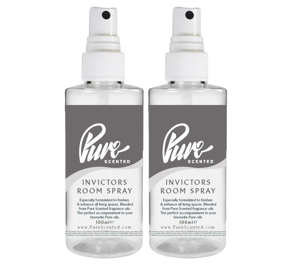 "Pure Scented 200ml Room & Fabric Sprays 2 x 100ml Suitable For Home, Car, Caravan, Work, Gym Bags, Odour Eliminators (2 x 100ml, Invictors)"