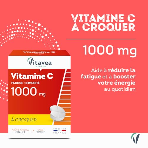 VITAVEA BIEN-ETRE - Vitamine C 1000mg - Tonus et Energie - Complément Alimentaire Fatigue et Système immunitaire - 28 comprimés - Saveur Orange -Sans sucres ajoutés - Cure 28 jours -Fabriqué en France – Image 3
