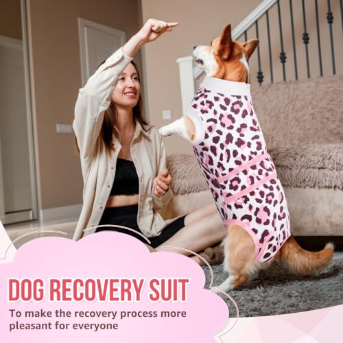 Image of Lukovee Recovery Suit for Dogs, Female Male Spay Neuter Post Surgery Suit | Zipper on Onesie,Soft Breathable, Adjustable Abdominal Wounds Prevent Licking, Cone E-Collar Alternative (Pink Leopard, XL)