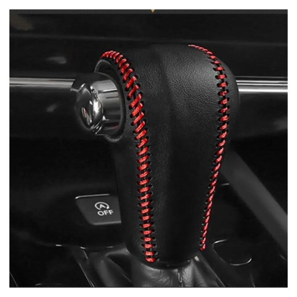 HYASDBWE Car Leather Head Shift Knob Protection Cover for Vezel for HRV for HR-V 2014-2020 AT Gear Shift Collars LHD/RHD Gear Shifter Parts(Red,RHD)