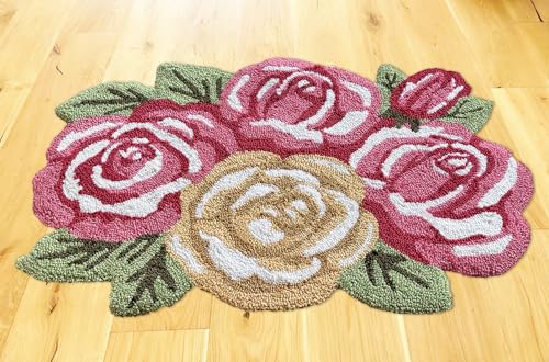 EZ.enjoy Handgehakter Teppich, Überwurf, Teppich, Fußmatte, 71 x 43 cm, für Heimdekoration