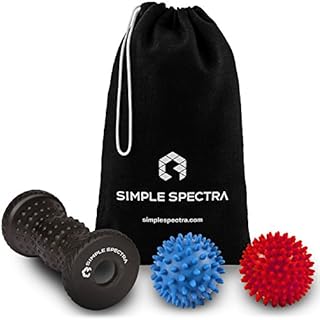 Foot Massager Roller & Spiky Ball Therapy Set - Massage Tool for Muscle Pain Relief from Plantar Fasciitis | Best for Trigger Point Release, Acupressure Reflexology with eBook Guide