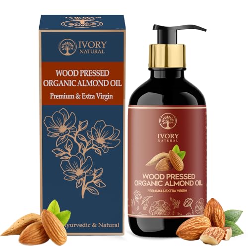 Ivory Natural Wood Pressed Organic Almond Oil (200 ml) - Ayush Certified - Premium Extra Virgin Oil - For Radiant Skin, Hair Wellness | For Both Men & Women