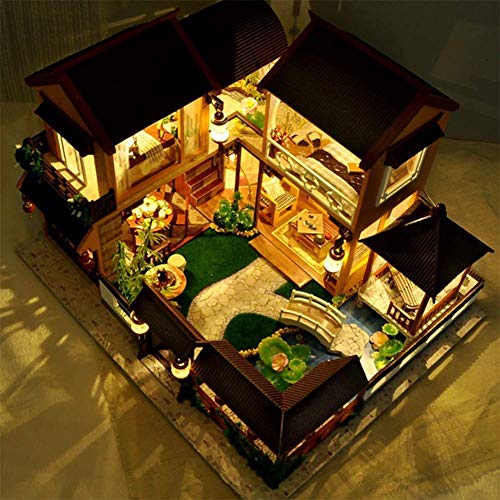 Puppenhaus-Miniatur mit Möbeln, Holz-Miniatur-Puppenhaus-Kit, DIY Art House Crafts mit Light-3D-Holzmodellbausatz – Bild 5