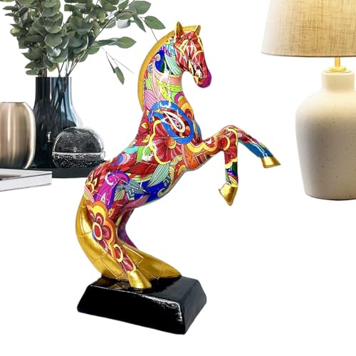 Ungtyb スタンディングホースフィギュア | 樹脂グラフィティ動物彫刻,グラフィティ 馬 アート フィギュア - リビングルーム 寝室 テーブル 本棚 キャビネット用
