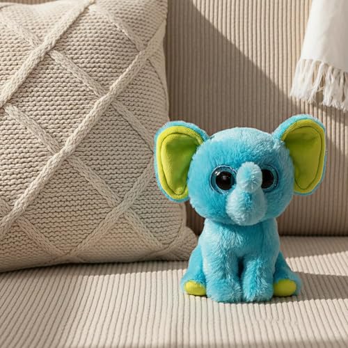 Ty Beanie Boos – Trunkles der Blaue Elefant mit großen und glitzernden blauen Augen, das Plüschtier mit großen glitzernden Augen – 15 cm – T37359