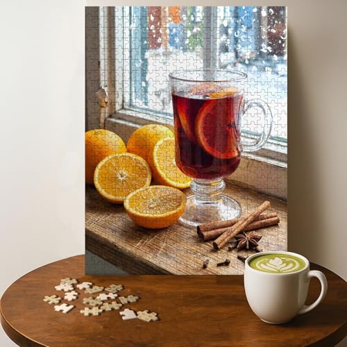Casse-tête vin chaud Noël 500 pièces bois adulte 20 x 15 po