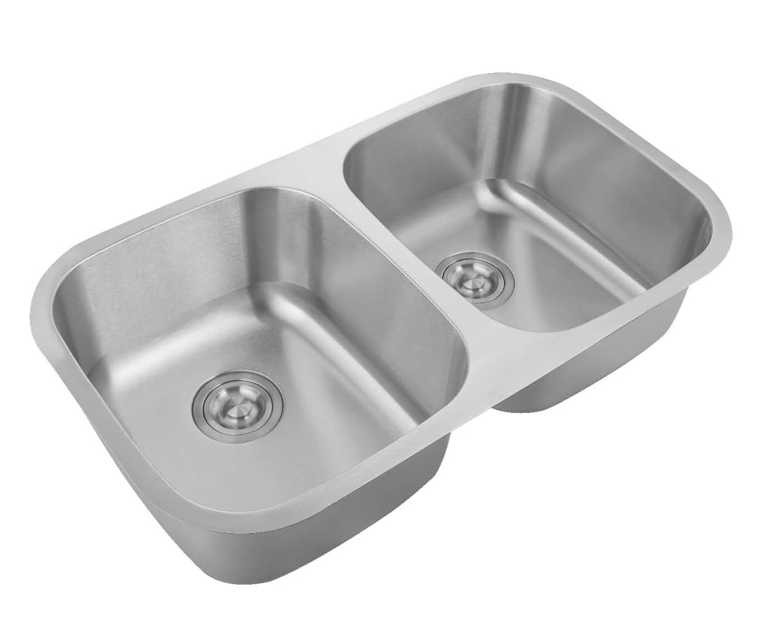 Fregadero de acero inoxidable 304 18/8 0,8 mm,Fregadero de cocina 2 seno,pequeña,rectangular