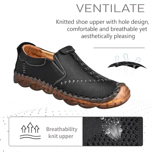 Asifn Mens Slip On Loafers Leather Casual Lightweight Comfortable Walking Retro Fashion Driving Shoes2