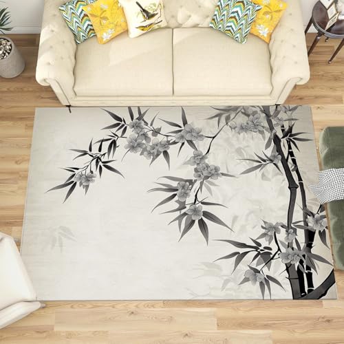 Tapis de salon lavable style chinois doux moderne 160x230cm avec dessous antidérapant