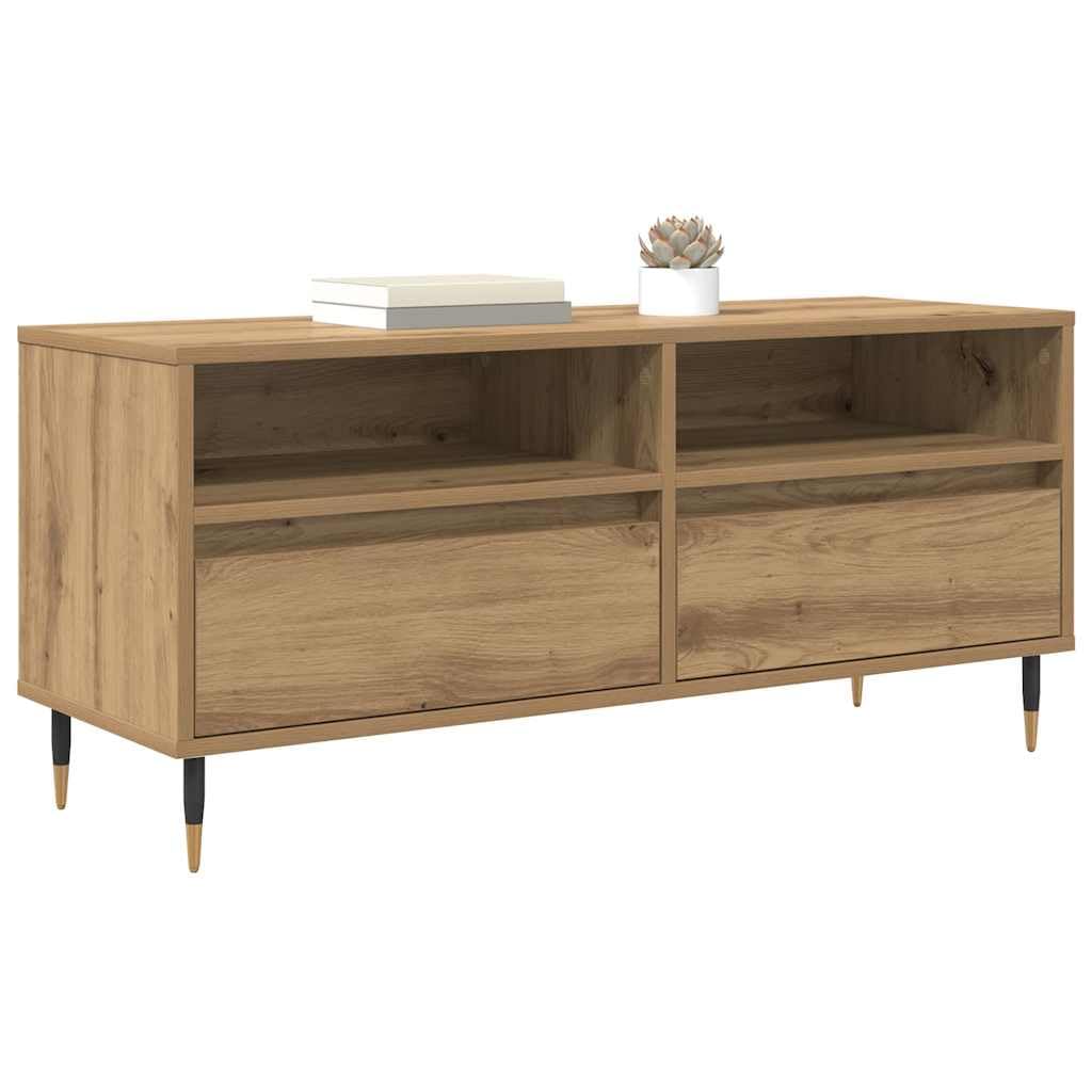 vidaXL TV Cabinet with Drawer Artisan Oak 100 x 34.5 x 44.5 cm, Modern Entertainment Center, Rectangular Media Cabinet, Durable TV Stand, Ample Storage with Drawers and Doors, Organizer