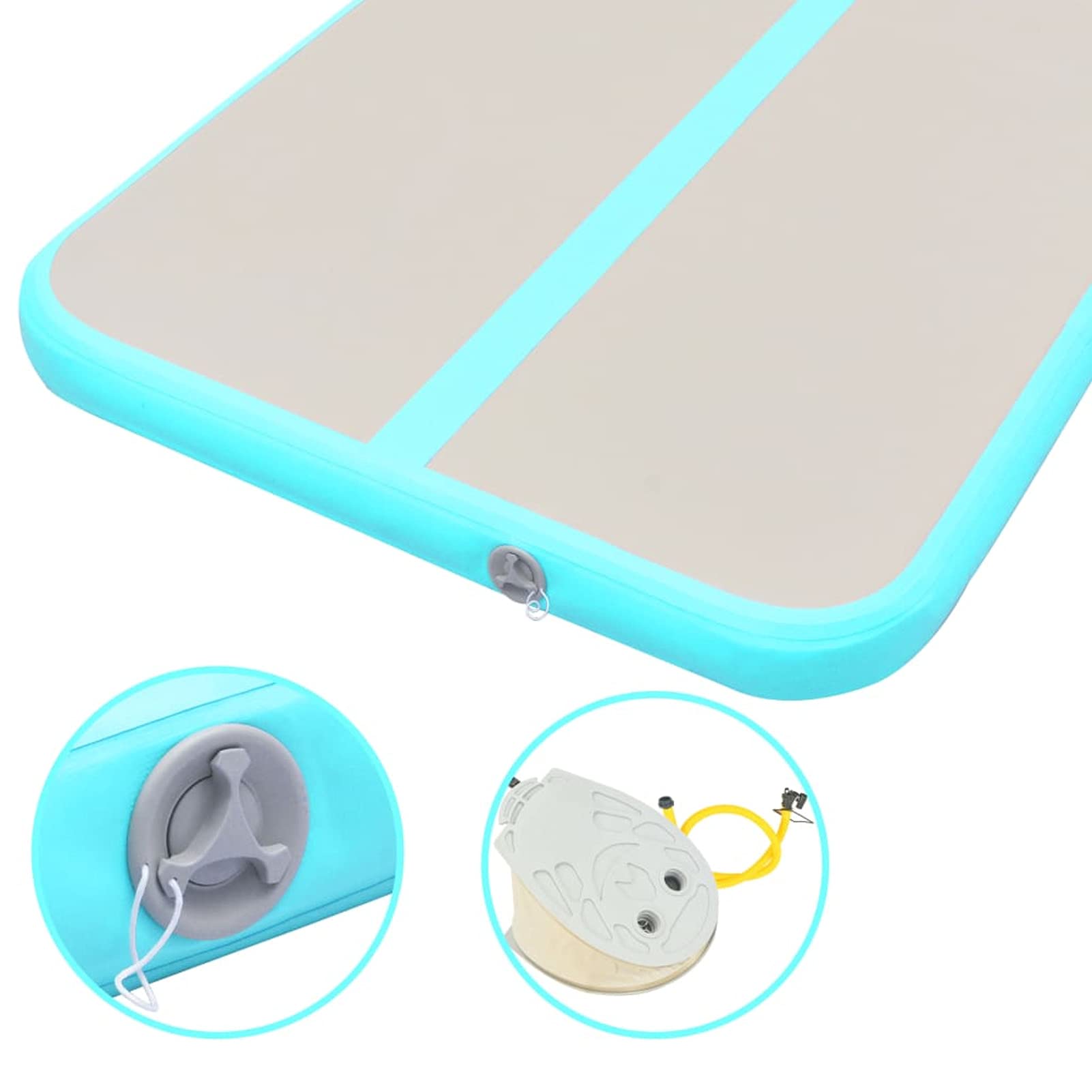 Chusui Esterilla Inflable de Gimnasia y Bomba, Colchoneta Gimnasia, Colchoneta Hinchable, Colchoneta Ejercicio Suelo, Colchoneta De Yoga, Colchoneta De Escalada, 300x100x10 cm PVC Verde