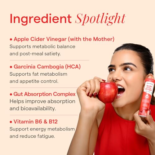 Image of The Good Bug Apple Cider Vinegar Effervescent with Mother - 30 Tablets | Vit B6 & B12 | Boosts Metabolism, Controls Cravings | 500mg ACV, 500mg Garcinia | No Added Sugar, No Maltodextrin