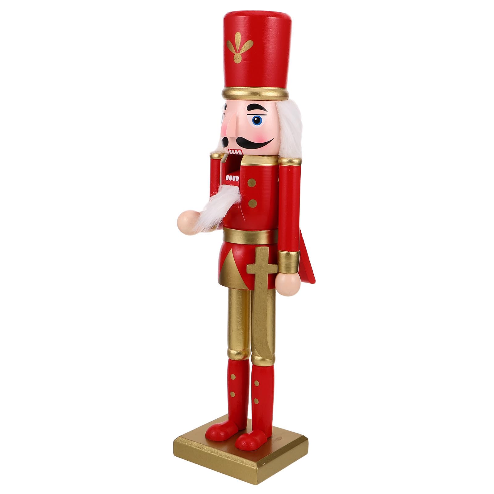 FRCOLOR 3 Pezzi Statuina Schiaccianoci Natalizia in Legno Rosso per