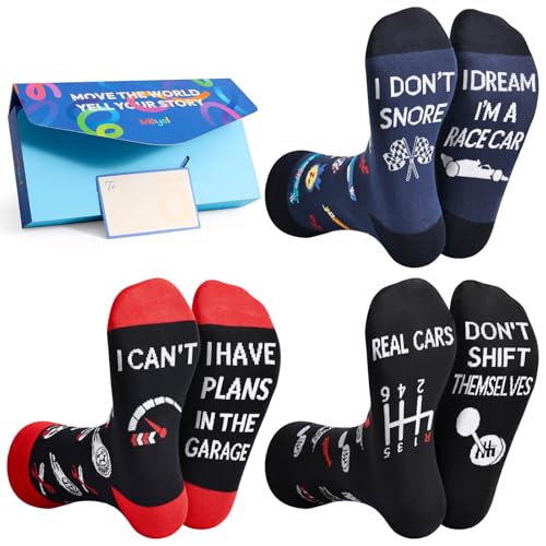 Moyel Car Gifts for Men 3 Pairs Novelty Socks Funny Race Cool Racing Christmas Gifts for Drivers...