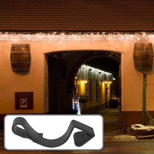com-four® 50x Dachrinnenhaken für Lichterketten - Regenrinnen-Haken aus Kunststoff - Befestigung für Weihnachtsaußenbeleuchtung - Lichterkettenhalterung