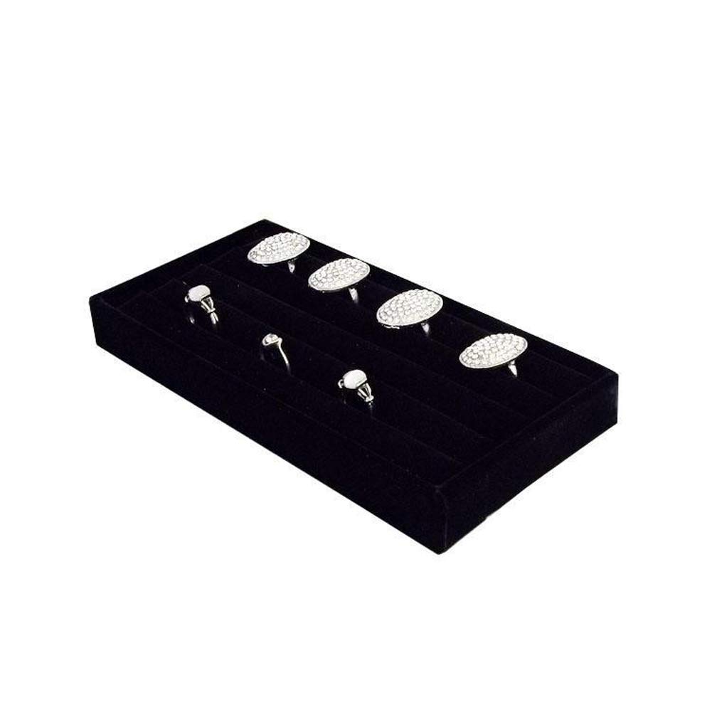 Velvet Portable Velvet Ring Insert Jewelry Display Tray Holder Stand Cufflinks Case Trinket Shop Organizer Box (Color : Rose-Red) (Grey) (Black)