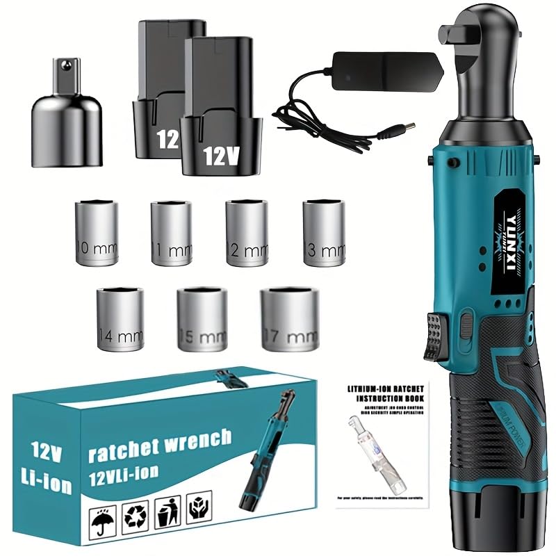 Wireless electric ratchet wrench set, brushless electric ratchet wrench, suitable for home and car repairs, a holiday gift for men, optional. (Battery * 2+practical accessories)