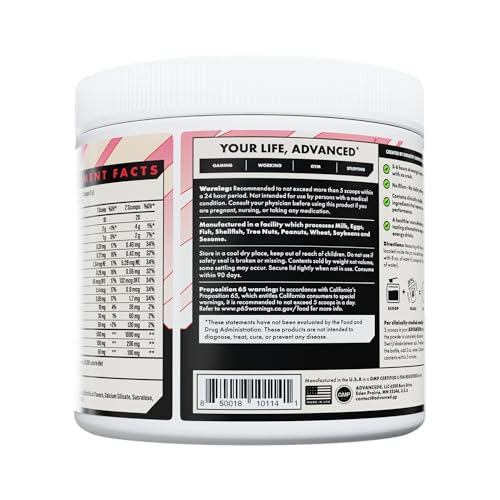 Image of Advanced Energy - Energy Boosting Formula with Electrolytes for Hydration - L-Theanine to Combat Jitters - Sugar Free & Keto Friendly - No Maltodextrin (40 Servings) (Strawberry Shortcake)