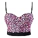 Produktbild Charmian Women's Spaghetti Straps Colorful Rhinestone Push Up Bra Studded Gem Clubwear Party Bustier Bra Crop Top Pink Large